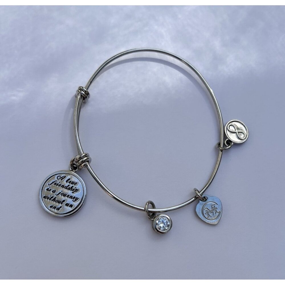 Charmire Jewelry Inspirational Collection Silvertone Charm Bracelet Rhinestone